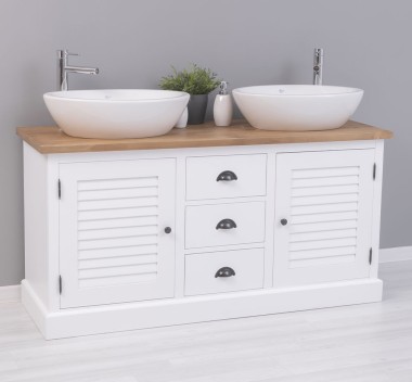 Bathroom cabinet with 2 lamellar doors - sinks are not included in the price