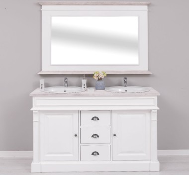 Bathroom cabinet with 2 sinks, with mirror - Top_P080 - Corp_P004 - DOUBLE COLORED