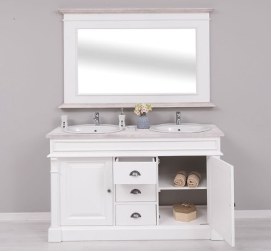 Bathroom cabinet with 2 sinks, with mirror - Top_P080 - Corp_P004 - DOUBLE COLORED