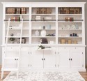 Bookcase with six doors, 300 x 40 x 240 cm, MDF, with ladder