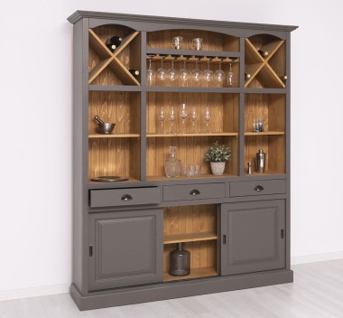 Bar furniture with support for glasses and bottle holder