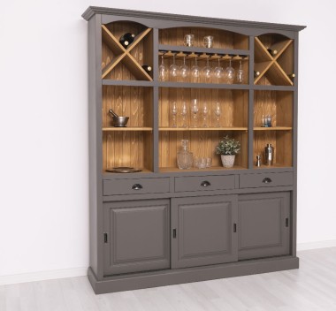 Bar furniture with support for glasses and bottle holder