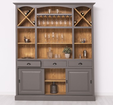 Bar furniture with support for glasses and bottle holder