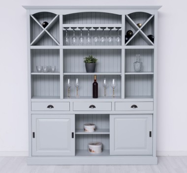 Bar furniture with support for glasses and bottle holder