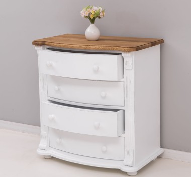 Chest of drawers with 4 curved drawers, oak top, Directoire Collection