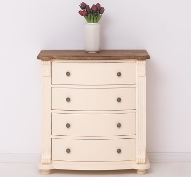 Chest of drawers with 4 curved drawers, oak top, Directoire Collection