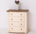 Chest of drawers with 4 curved drawers, oak top, Directoire Collection