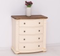 Chest of drawers with 4 curved drawers, oak top, Directoire Collection