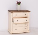 Chest of drawers with 4 curved drawers, oak top, Directoire Collection