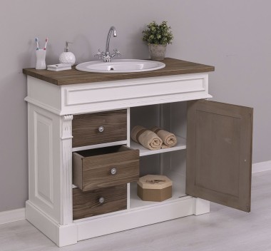 Ornamental bathroom cabinet for sink with 3 drawers and 1 door - sink is not included in the price