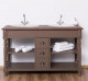Bathroom cabinet for 2 sink with 3 drawers, turned legs, oak top - sink are not included in the pric