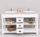 Bathroom cabinet for 2 sink with 3 drawers, turned legs, oak top - sink are not included in the pric