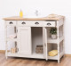 Bathroom cabinet for sink with 2 doors and 2 shelves, oak top - sink is not included in the price