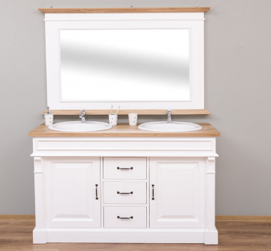 Bathroom cabinet with 2 sinks included in the price, oak top, with mirror, drawers with drawers
