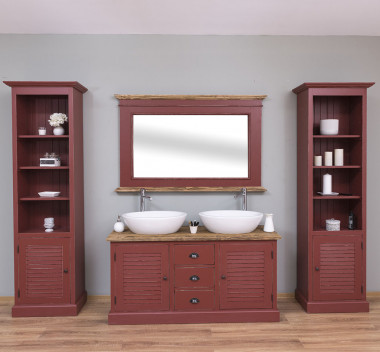 Bathroom furniture set with shutter doors, drawers with rails, sinks and sanitary are included