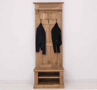 Hallway coat hanger with 2 open shelves, oak - P061 - LACQUERED