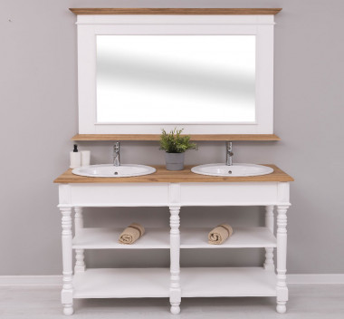 Bathroom cabinet for sinks with turned legs and mirror - sinks and faucets included in the price
