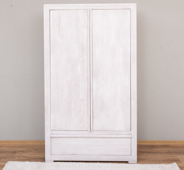 2 doors "Wild Oak" wardrobe, drawer on metal rail- Color_P080 - DEEP BRUSHED