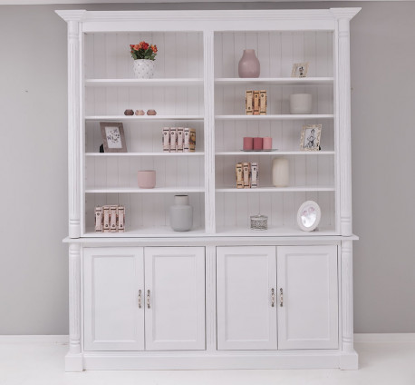 Large bookcase with ornaments, 4 doors and open space, BAS + SUP
