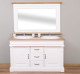 Bathroom cabinet for 2 sink, ornate, oak top - sink not included in the price