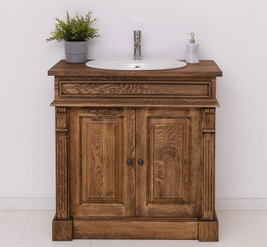 Bathroom cupboard 1 wash basin, sink included in price, oak - Color_P064 - DEEP BRUSHED