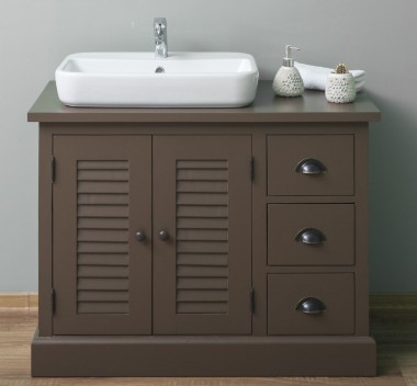 Bathroom cabinet with 2 lamellar doors, 3 drawers - sinks are not included in the price