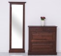 Shoe cabinet 2 doors and 2 drawers + hallway high mirror, oak - LACQUERED