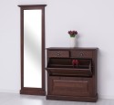 Shoe cabinet 2 doors and 2 drawers + hallway high mirror, oak - LACQUERED