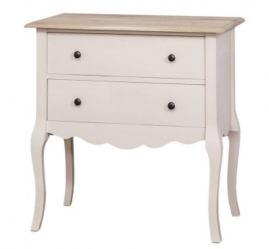 Console with curved legs, 2 drawers, oak top