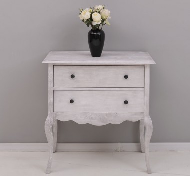Console with curved legs, 2 drawers with metal rails - P080 - DEEP BRUSHED