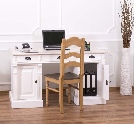 Desk with 2 doors and 3 drawers, oak top, Directoire Collection