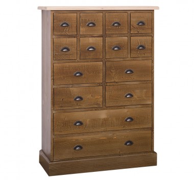 Chest with 14 drawers, oak top