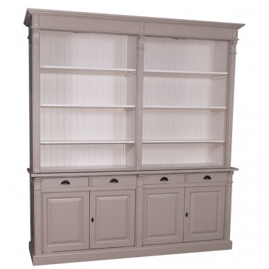 Bookcase with 4 doors, 4 BAS drawers + SUP open shelf, Directoire Collection