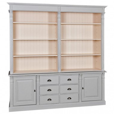 Bookcase with 2 doors, 6 BAS drawers + SUP double shelf, Directoire Collection