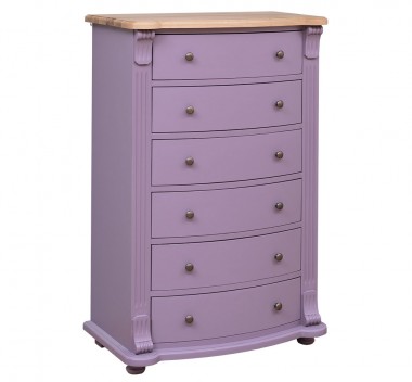 Wardrobe with 6 curved drawers, oak top, Directoire Collection