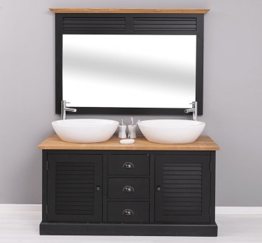 Bathroom cabinet with 2 lamellar doors, sinks included in prices, and Wide mirror with Shutter design - Color Corp_P003 - Color 