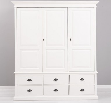 Wardrobe with 3 doors and 6 drawers with metal rails - Color_P039 - PAINT