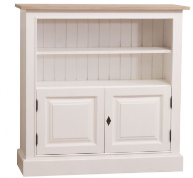Medium bookcase with 2 doors, 1 shelf, oak top
