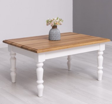 Coffee table with turned legs, top oak