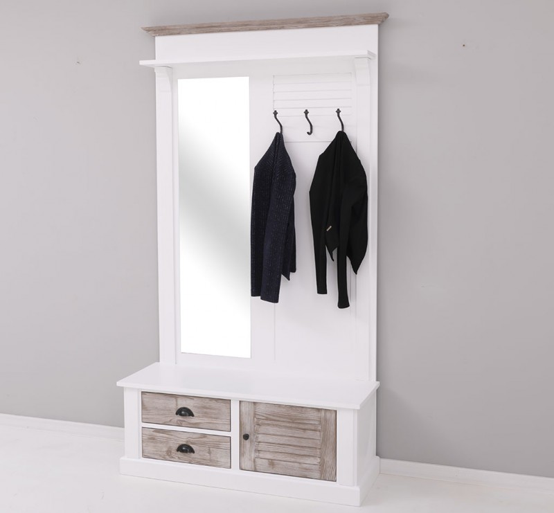 ongeluk paraplu engineering Shutter design hallway coat hanger with mirror, 2 drawers, 1 door - PS722 -  Produse Szel-Mob